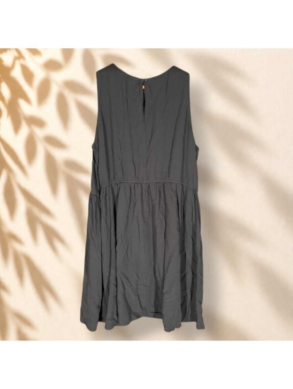 Old Navy Dress Women XL Black Shift Midi Sleeveless Hook & Eye Rayon Casual